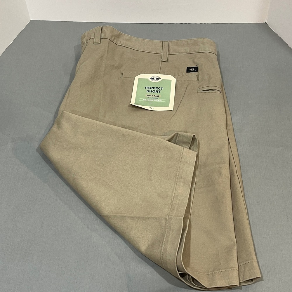Dockers Perfect Short Men 54 Khaki Tan Big & Tall Cotton Twill‎ Flat Front